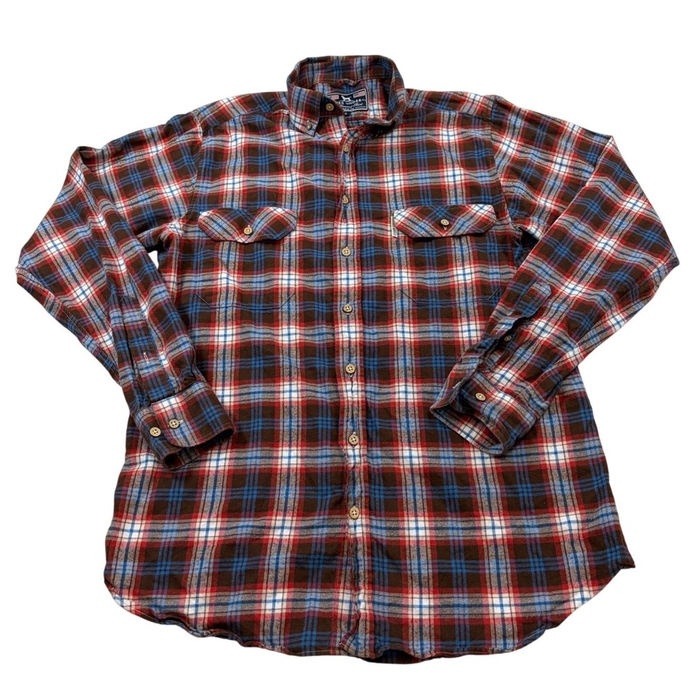 Over Under Mens Crosscut Shirt Plaid Cotton Flannel Button Down‎ Red Blue Small